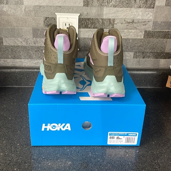 Hoka Anacapa Breeze Mid High-Top Sneakers in Olive and Lavender - Picture 2 of 5
